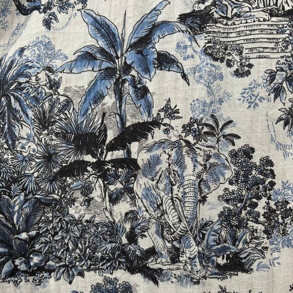 H&M NWT Cream Blue Black Animal Print Smocked Back Midi Dress Size XXL - Picture 2 of 13